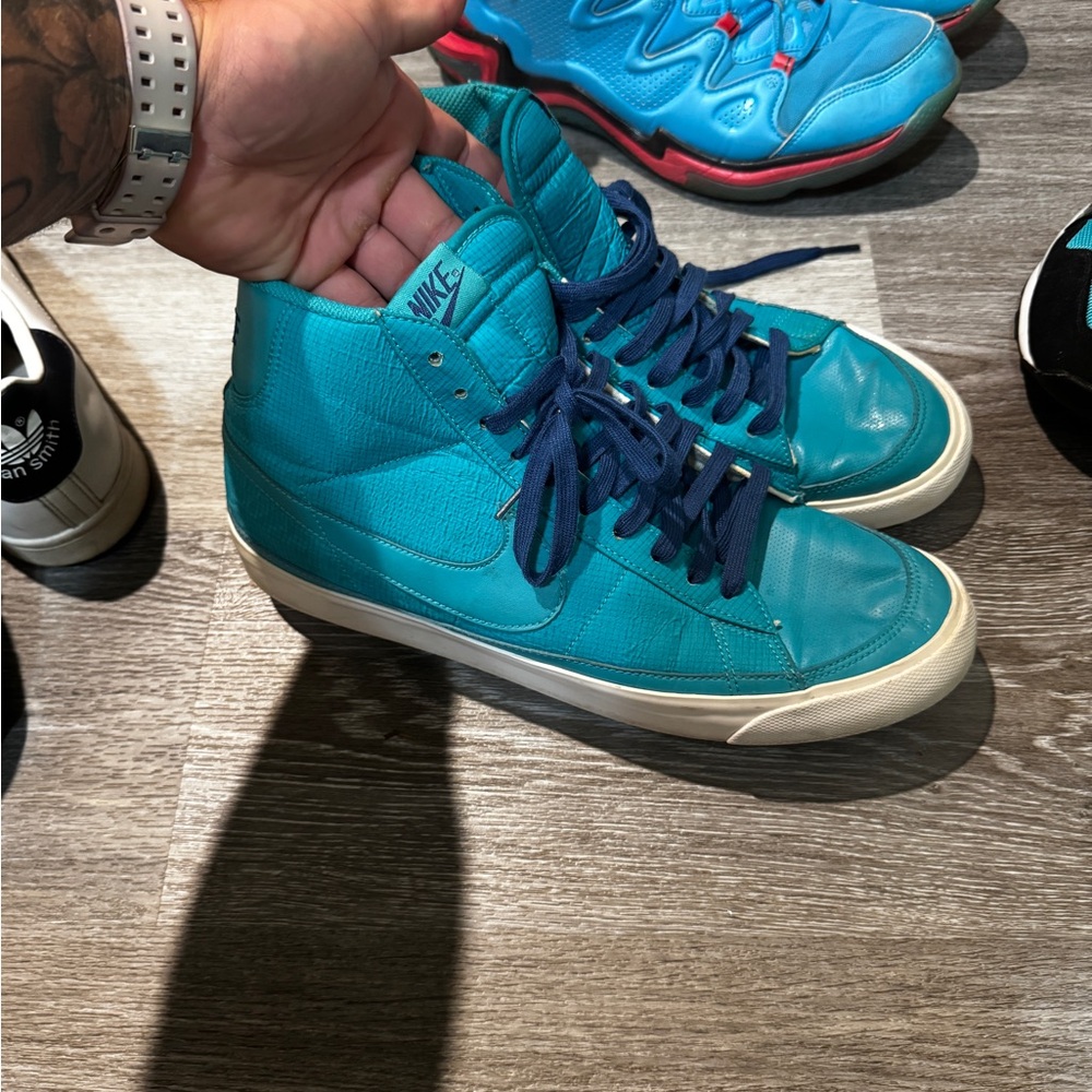 Nike Blazer Turquoise and Navy High-Top Sneakers